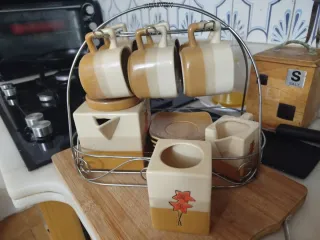 Juego de 6 tazas de café con soporte