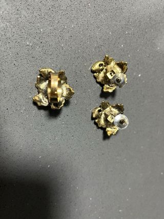 Anillo y pendientes flor brillo rosa