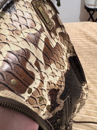 Bolso Tous Piel Serpiente Beige Marrón