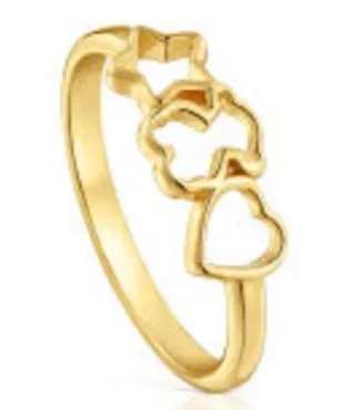 Anillo Tous Plata Baño Oro 18KT, tallaje 14.