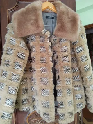 Chaqueta de cuadros efecto pelo