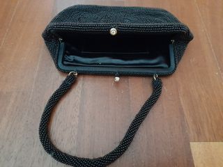 Borsa vintage nera con perline anni 50/60