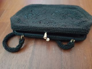 Borsa vintage nera con perline anni 50/60