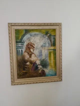 Cuadro Decorativo Bailarina Beige y Dorado