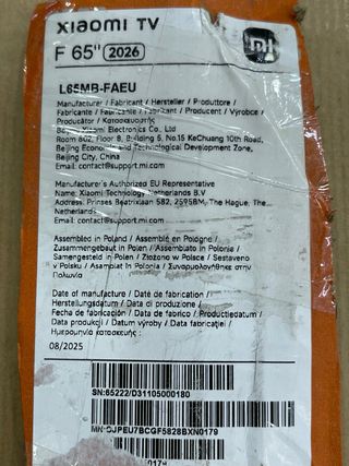 Placa Main y Placas TV Xiaomi F65” 2026 4k UHD