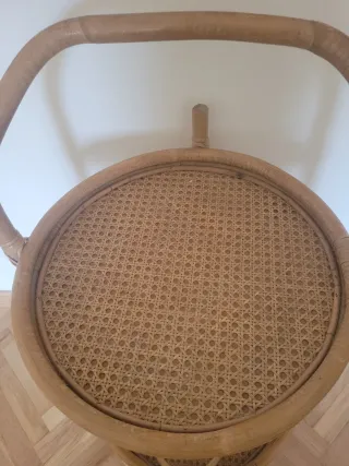 Carrito auxiliar mimbre y bambú