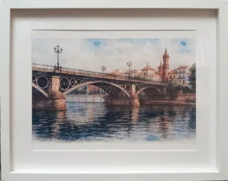 Cuadro Acuarela Puente Triana Sevilla