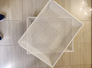 Cestas metálicas blancas (2 unidades)