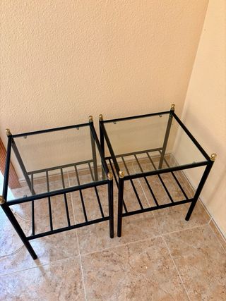 Mesitas de noche cristal y metal