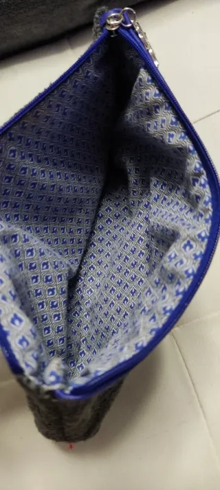 Neceser tela gris espiga