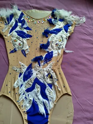Maillot Rítmica Beige y Azul