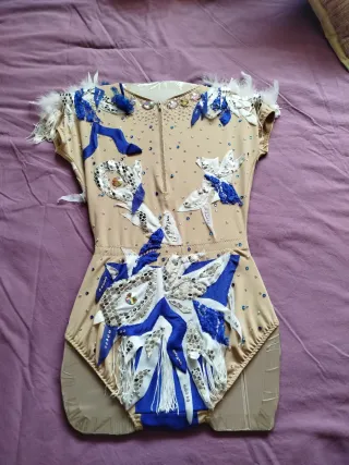 Maillot Rítmica Beige y Azul