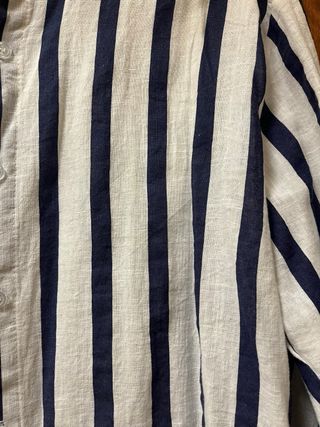 Camisa Lino Rayas Azul y Blanco Talla L