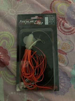 Señuelo pesca Squid Jig Fluo Red 18cm