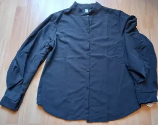 Camisa Cuello Mao Hombre Piel Melocotón Negra.