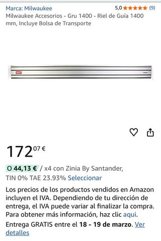 Sierra Milwaukee M18 FUEL con raíl guía