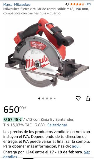 Sierra Milwaukee M18 FUEL con raíl guía