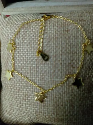Pulsera Plata Chapada Oro Estrellas