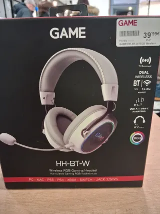 Auriculares Gaming GAME HH-BT-W RGB Inalámbricos