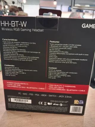 Auriculares Gaming GAME HH-BT-W RGB Inalámbricos