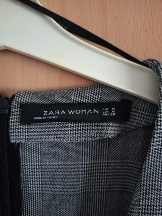 Vestido Zara Gris Cuadros