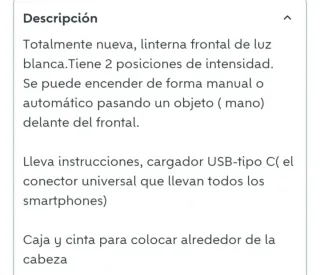 Linterna Frontal LED T014-A con Cable USB