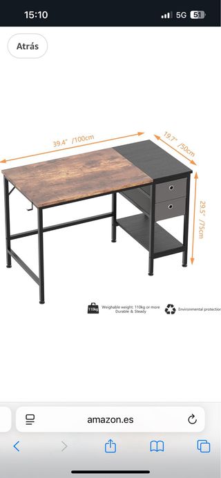 Escritorio madera con cajones y estante