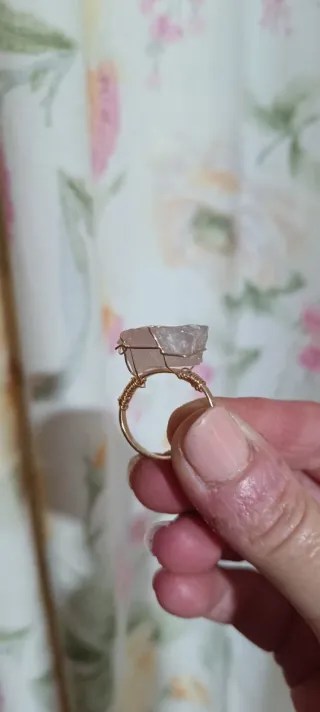 Anillo Cuarzo Rosa Natural Ajustable