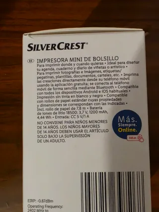 Impresora Mini Bolsillo Silver Crest