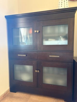 Mueble salón color wengué Madera maciza