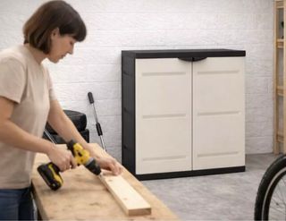 Armario 2 puertas blanco y negro 70x41x88cm 2 leja