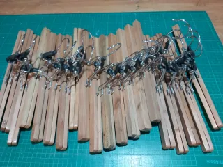 20 Perchas Madera Pantalón Metal