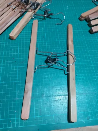 20 Perchas Madera Pantalón Metal