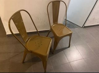 2 Sillas Metálicas Mostaza Estilo Tolix