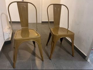 2 Sillas Metálicas Mostaza Estilo Tolix