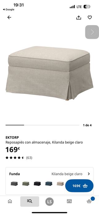 Puff/Reposapiés con Almacenaje Ikea EKTORP