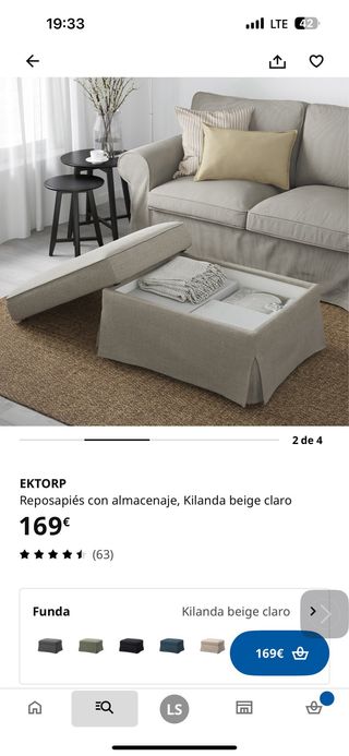 Puff/Reposapiés con Almacenaje Ikea EKTORP