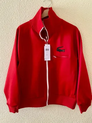 Sudadera Lacoste Roja Cremallera Talla M.
