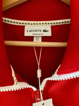 Sudadera Lacoste Roja Cremallera Talla M.