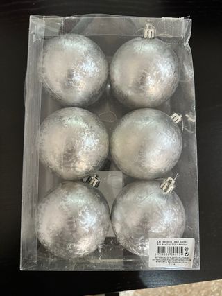 Set 6 Bolas Navidad Plata Plástico