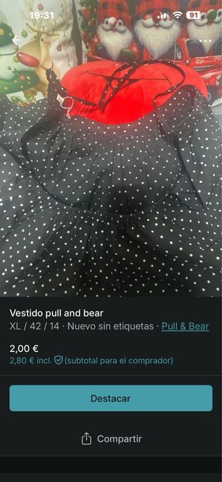 Vestido lunares Pull&Bear XL