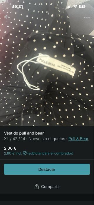 Vestido lunares Pull&Bear XL