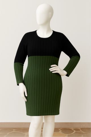 Vestito bicolore nero e verde oliva