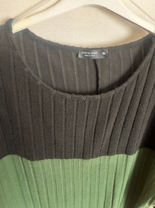 Vestito bicolore nero e verde oliva