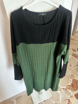Vestito bicolore nero e verde oliva