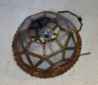 Lámpara plafón vintage metal y cristal