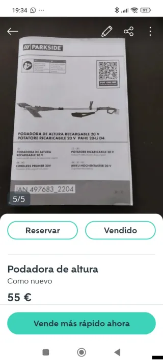 Podadora de altura como nueva