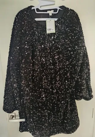Vestido negro lentejuelas talla XXL