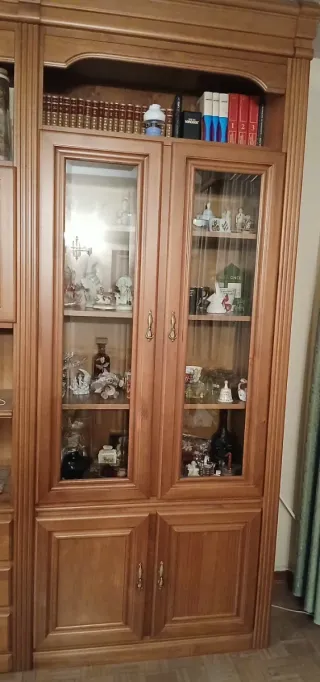 Mueble Librería Madera Pino con Vitrinas