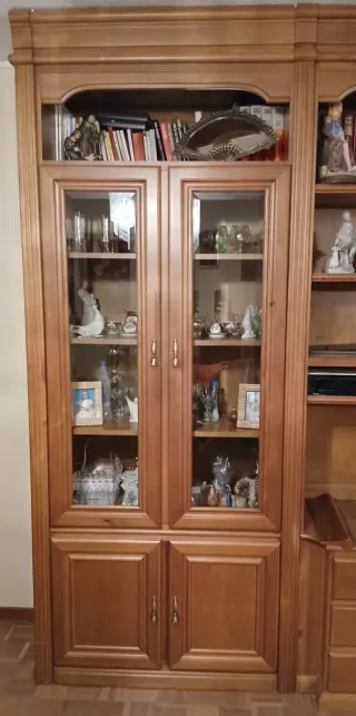 Mueble Librería Madera Pino con Vitrinas